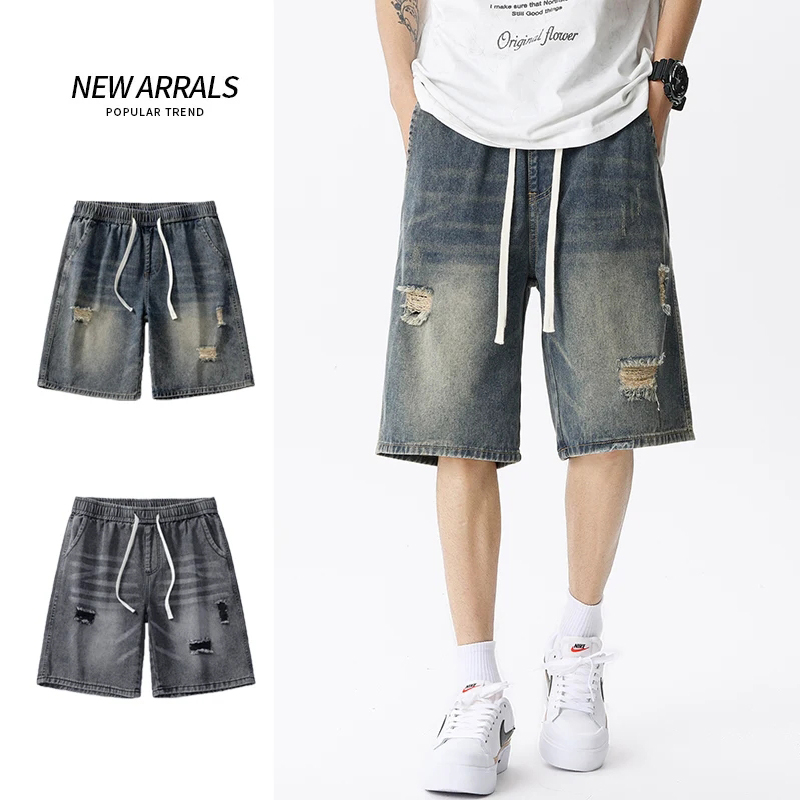 Men'S Fashion Jeans - Джинсовые шорты мужские в стиле ретро,