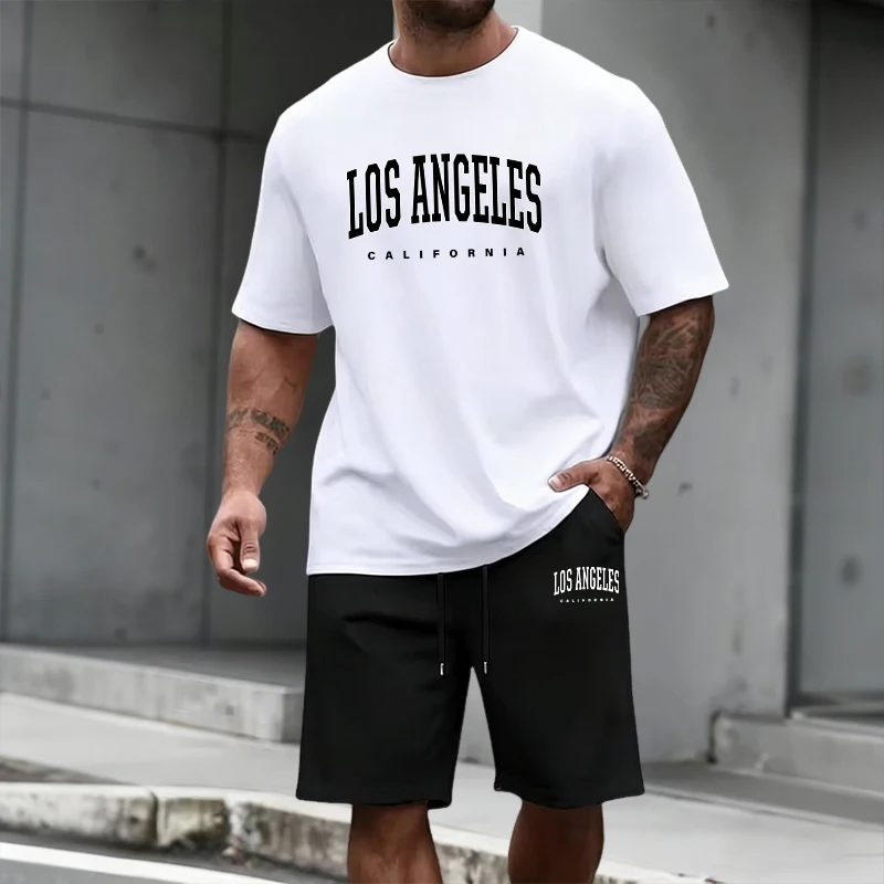 Mens Fashion Casual Outfits - Мужской спортивный костюм: футболка с коротким