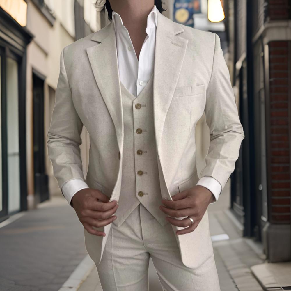 Mens Fashion Blazer - Лляные мужские костюмы из трех предметов