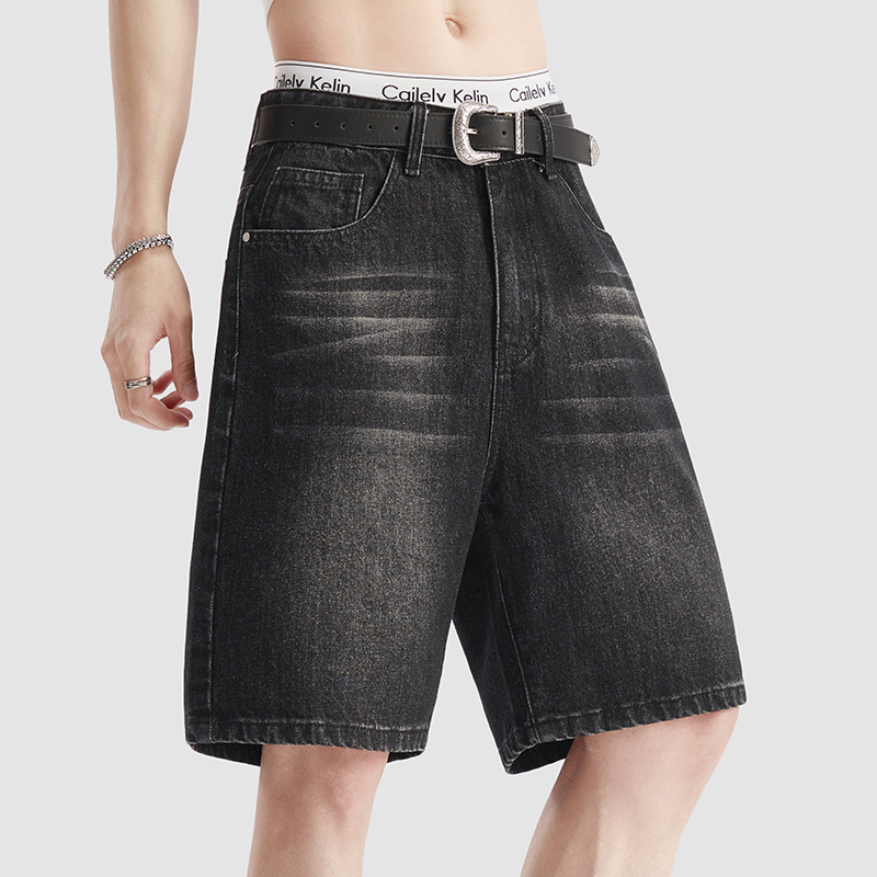 Men'S Fashion Jeans - Летние тонкие черные джинсовые шорты для