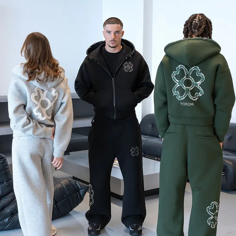 Streetwear Hoodie - Весенне-осенний комплект: худи на молнии с