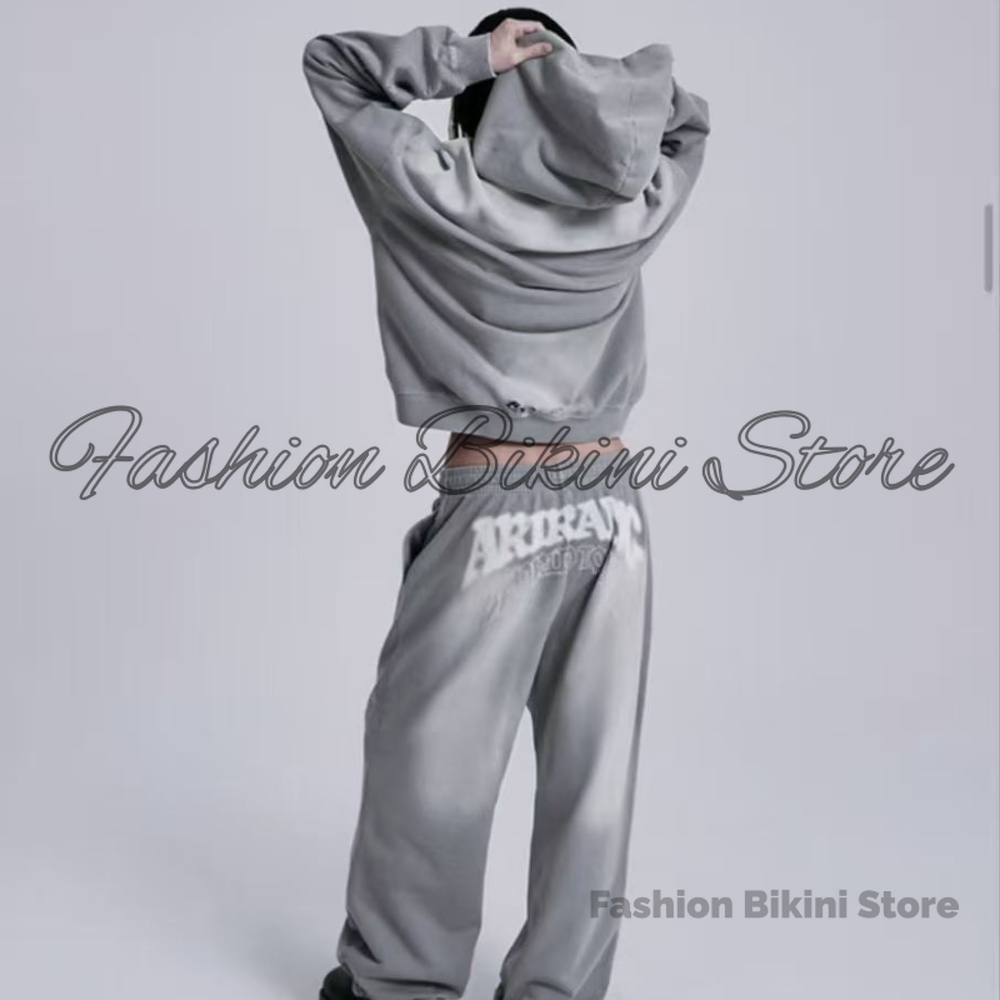 Streetwear Hoodie - НОВИНКА: Серый ретро-худи с 3D-вышивкой ARIRANG,
