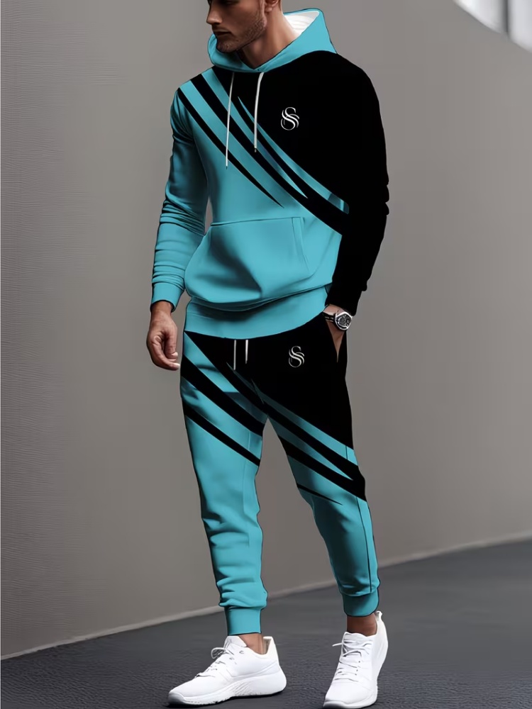 Mens Fashion Casual Outfits - Мужской спортивный костюм из двух предметов: