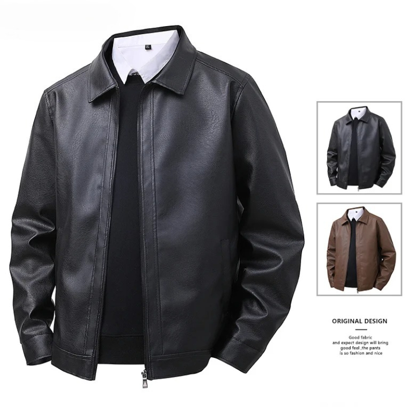 Mens Fashion Blazer - Мужская кожаная куртка-блейзер в уличном стиле,