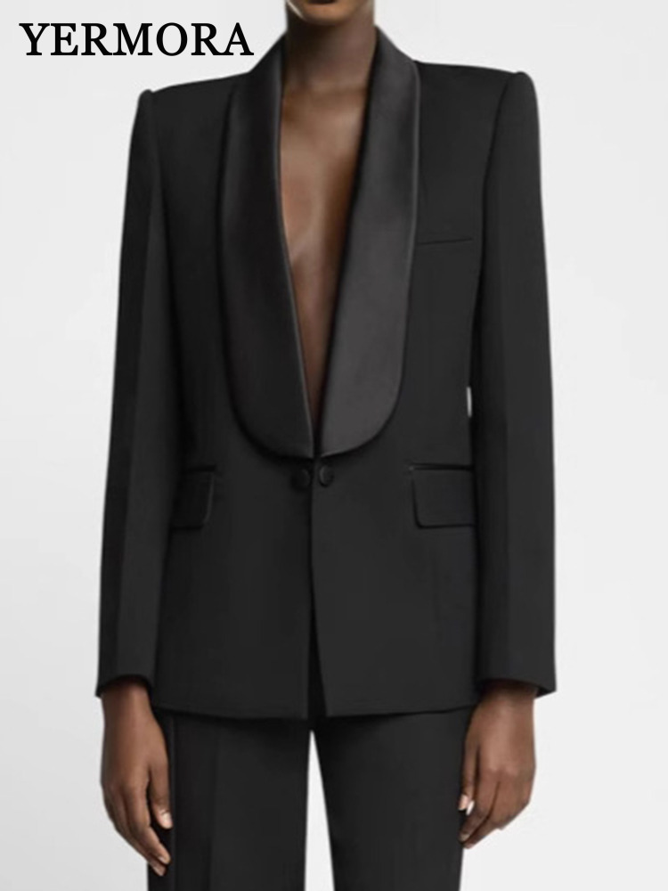 Mens Fashion Blazer - YERMORA Черный повседневный блейзер на одной